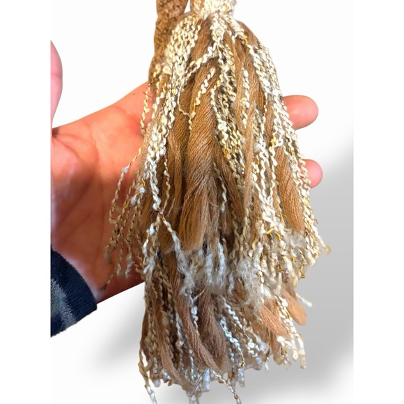 Vintage Dalton Quiet Luxury Maxi Dress Womens Size 10 Tan Herringbone Fringe 70s - Picture 7 of 15